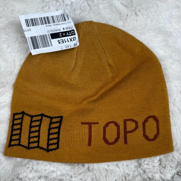 NWT Topo Designs Slim Fit Beanie Reversible Mustard Yellow Orange Camo - Picture 3 of 7